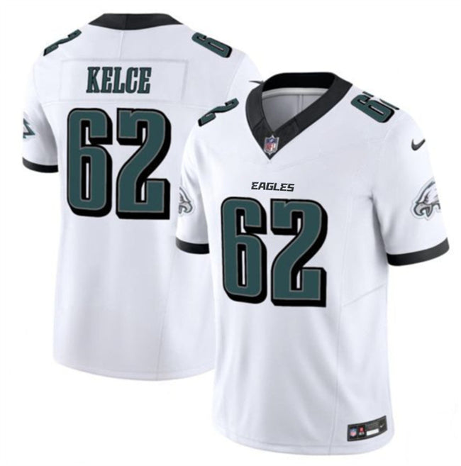 Mens Philadelphia Eagles #62 Jason Kelce White 2024 FUSE Vapor Untouchable Limited Stitched Football Jersey