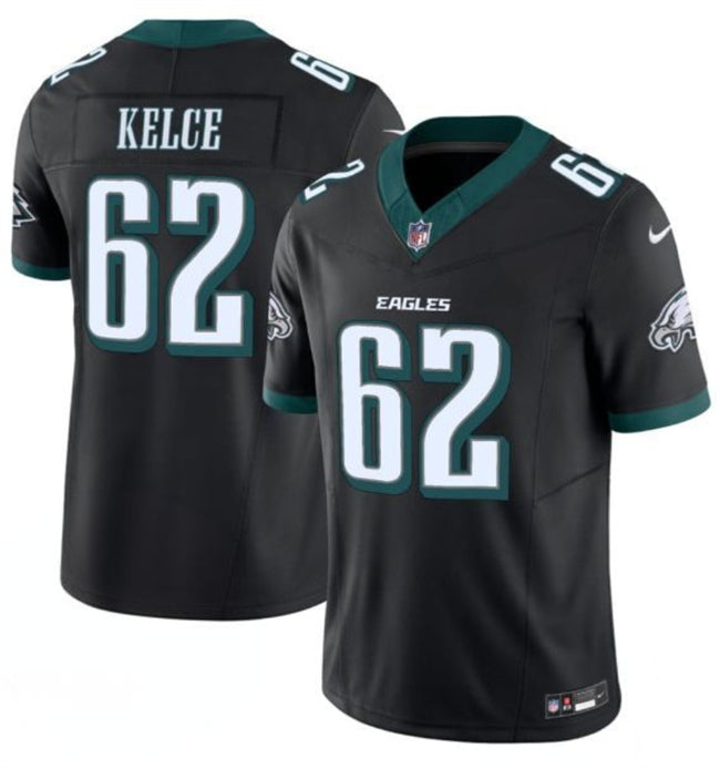 Mens Philadelphia Eagles #62 Jason Kelce Black 2024 FUSE Vapor Untouchable Limited Throwback Stitched Football Jersey