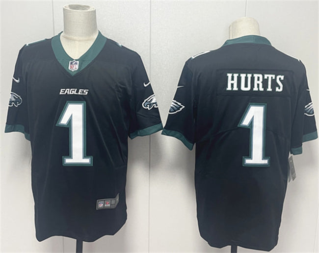 Mens Philadelphia Eagles #1 Jalen Hurts Black 2024 New Vapor Untouchable Limited Stitched Football Jersey