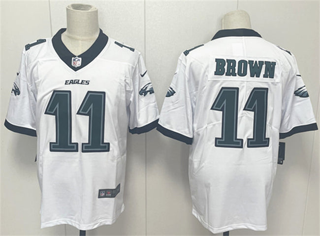 Mens Philadelphia Eagles #11 AJ Brown White 2024 New Vapor Untouchable Limited Stitched Football Jersey