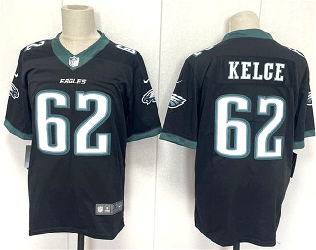 Mens Philadelphia Eagles #62 Jason Kelce Black 2024 New Vapor Untouchable Limited Stitched Football Jersey