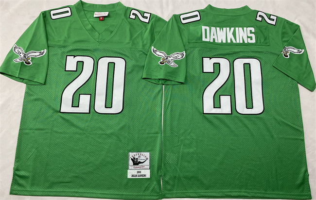 Mens Philadelphia Eagles #20 Brian Dawkins Kelly Green Throwback Stitched Football Jersey