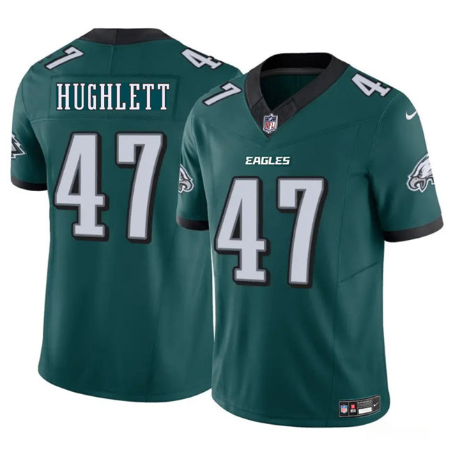 Mens Philadelphia Eagles #47 Charley Hughlett Green 2024 New FUSE Vapor Untouchable Limited Stitched Football Jersey