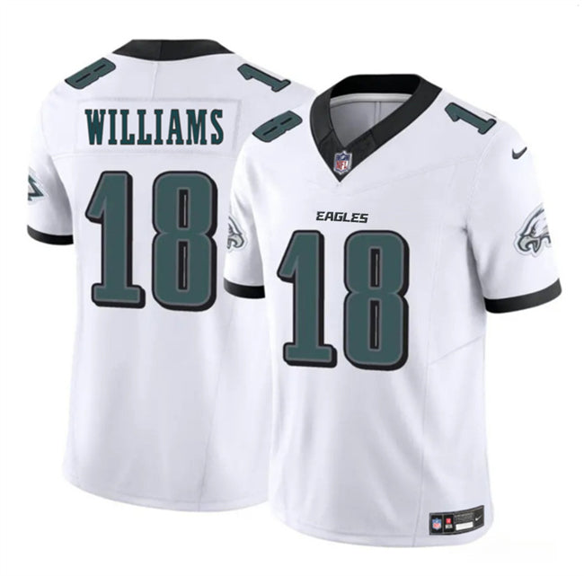 Mens Philadelphia Eagles #18 Avery Williams White 2024 New FUSE Vapor Untouchable Limited Stitched Football Jersey