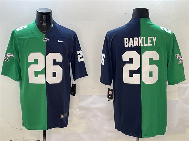 Mens Philadelphia Eagles #26 Saquon Barkley Green Navy Split Vapor Untouchable Limited Stitched Football Jersey