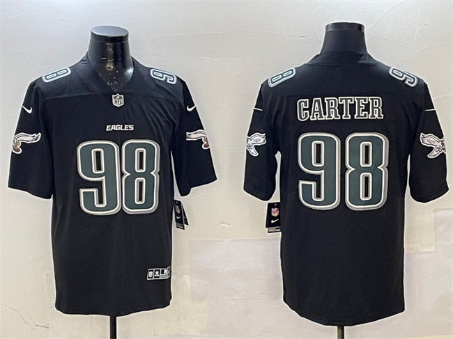 Mens Philadelphia Eagles #98 Jalen Carter Black Fashion New Vapor Untouchable Limited Stitched Football Jersey