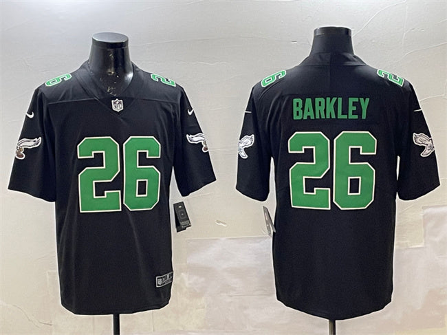 Mens Philadelphia Eagles #26 Saquon Barkley Black Throwback Vapor Untouchable Limited Stitched Football Jersey