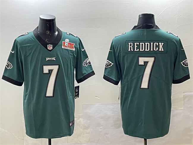 Mens Philadelphia Eagles #7 Haason Reddick Green 2025 Super Bowl LIX Patch Vapor Untouchable Limited Stitched Football Jersey