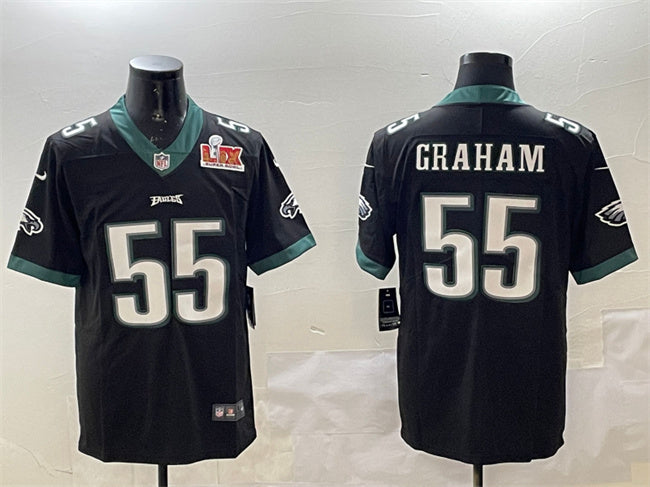 Mens Philadelphia Eagles #55 Brandon Graham Black 2025 Super Bowl LIX Patch Vapor Untouchable Limited Stitched Football Jersey