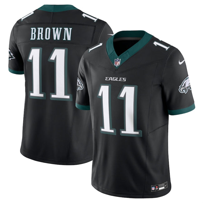 Mens Philadelphia Eagles #11 AJ Brown Black 2024 New FUSE Vapor Untouchable Limited Stitched Football Jersey