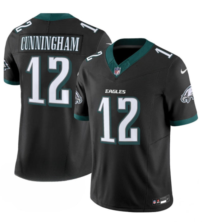 Mens Philadelphia Eagles #12 Randall Cunningham Black 2024 New FUSE Vapor Untouchable Limited Stitched Football Jersey
