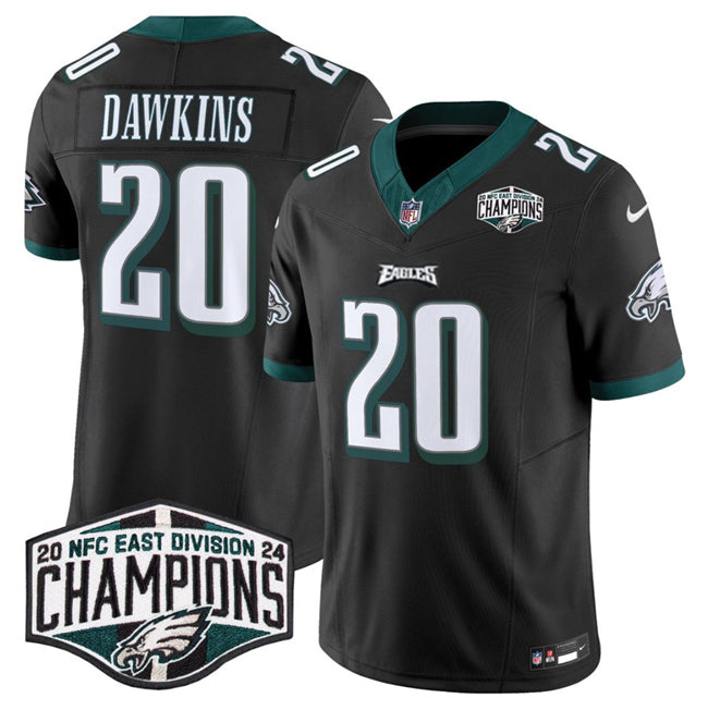 Mens Philadelphia Eagles #20 Brian Dawkins Black 2024 NFC East Champions FUSE Vapor Untouchable Limited Stitched Football Jersey