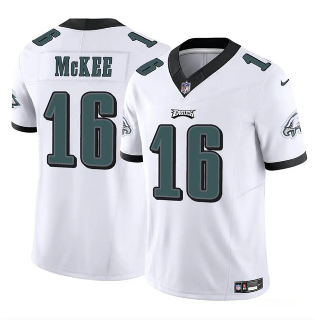 Mens Philadelphia Eagles #16 Tanner McKee White 2024 FUSE Vapor Untouchable Limited Stitched Football Jersey