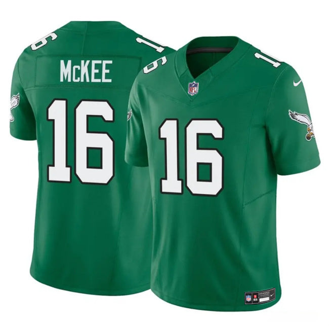 Mens Philadelphia Eagles #16 Tanner McKee Kelly Green 2024 FUSE Vapor Untouchable Limited Stitched Football Jersey