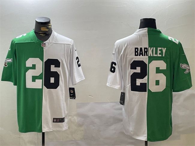 Mens Philadelphia Eagles #26 Saquon Barkley Green/White Split Vapor Untouchable Limited Stitched Football Jersey