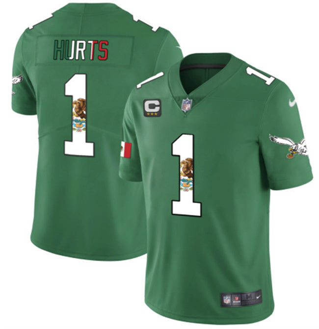 Mens Philadelphia Eagles #1 Jalen Hurts Green Mexico Vapor Untouchable Limited Stitched Football Jersey