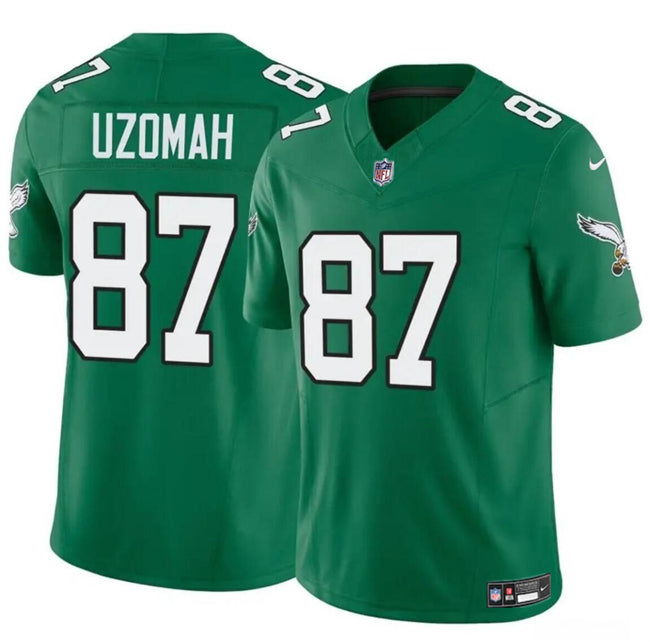 Mens Philadelphia Eagles #87 CJ Uzomah Green 2023 FUSE Vapor Untouchable Throwback Limited Stitched Football Jersey