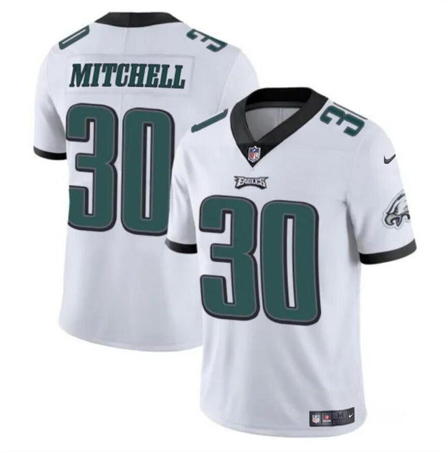 Mens Philadelphia Eagles #30 Quinyon Mitchell White 2024 Draft Vapor Untouchable Limited Stitched Football Jersey
