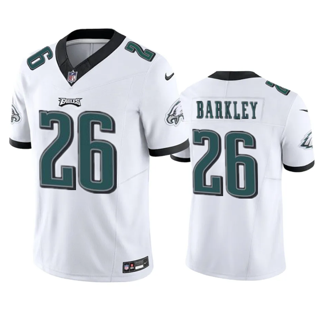 Mens Philadelphia Eagles #26 Saquon Barkley White 2023 FUSE Vapor Untouchable Limited Stitched Football Jersey