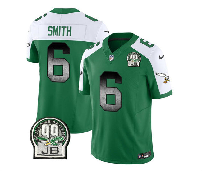 Mens Philadelphia Eagles #6 DeVonta Smith Green/White 2023 FUSE Throwback Vapor Untouchable Limited Stitched Football Jersey