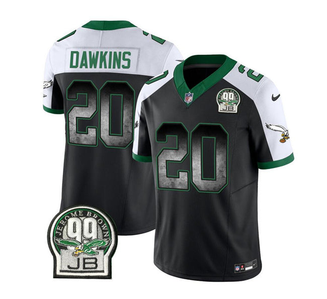 Mens Philadelphia Eagles #20 Brian Dawkins Black/White 2023 FUSE Throwback Vapor Untouchable Limited Stitched Football Jersey