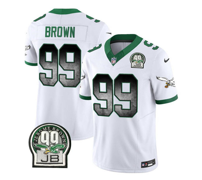 Mens Philadelphia Eagles #99 Jerome Brown White 2023 FUSE Throwback Vapor Untouchable Limited Stitched Football Jersey