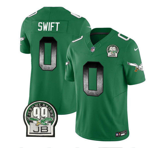 Mens Philadelphia Eagles #0 DAndre Swift Green 2023 FUSE Throwback Vapor Untouchable Limited Stitched Football Jersey