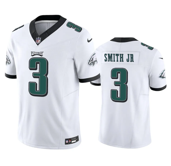 Mens Philadelphia Eagles #3 Nolan Smith JR White 2023 FUSE Vapor Untouchable Limited Stitched Football Jersey