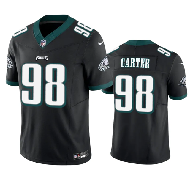 Mens Philadelphia Eagles #98 Jalen Carter Black 2023 FUSE Vapor Untouchable Limited Stitched Football Jersey