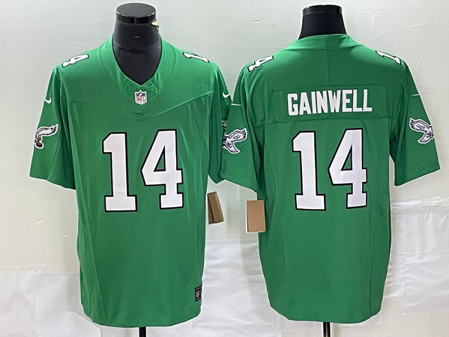 Mens Philadelphia Eagles #14 Kenneth Gainwell Green 2023 FUSE Vapor Untouchable Stitched Football Jersey