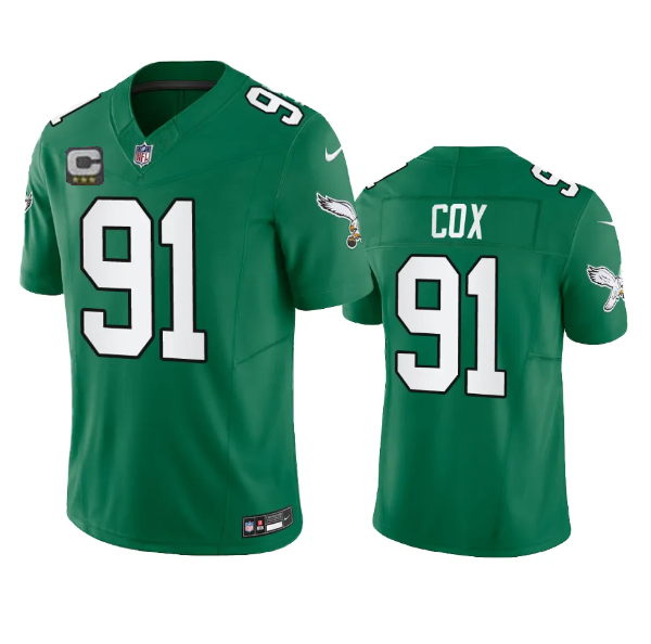 Mens Philadelphia Eagles #91 Fletcher Cox Green 2023 FUSE With 3-starC Patch Vapor Untouchable Stitched Football Jersey