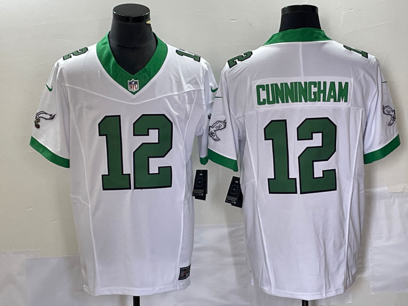 Mens Philadelphia Eagles #12 Randall Cunningham White 2023 FUSE Vapor Untouchable Stitched Football Jersey