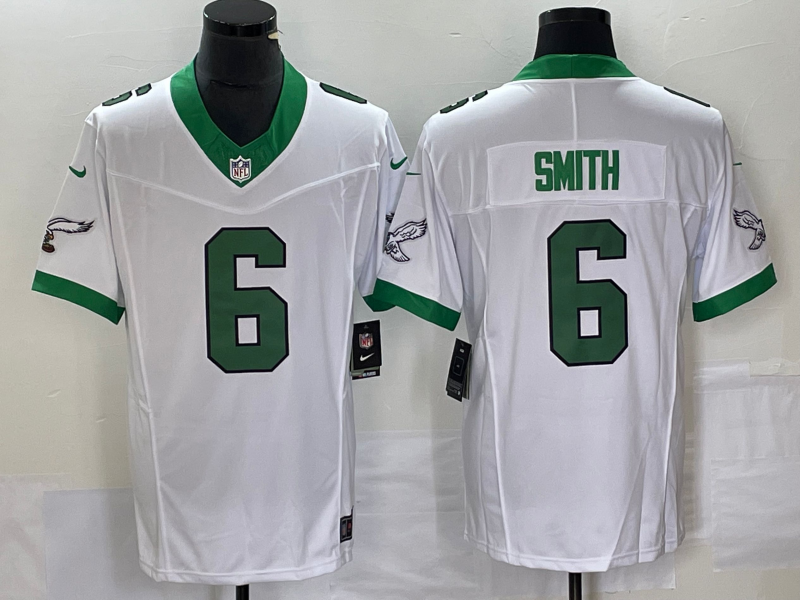 Mens Philadelphia Eagles #6 DeVonta Smith White 2023 FUSE Vapor Untouchable Stitched Football Jersey