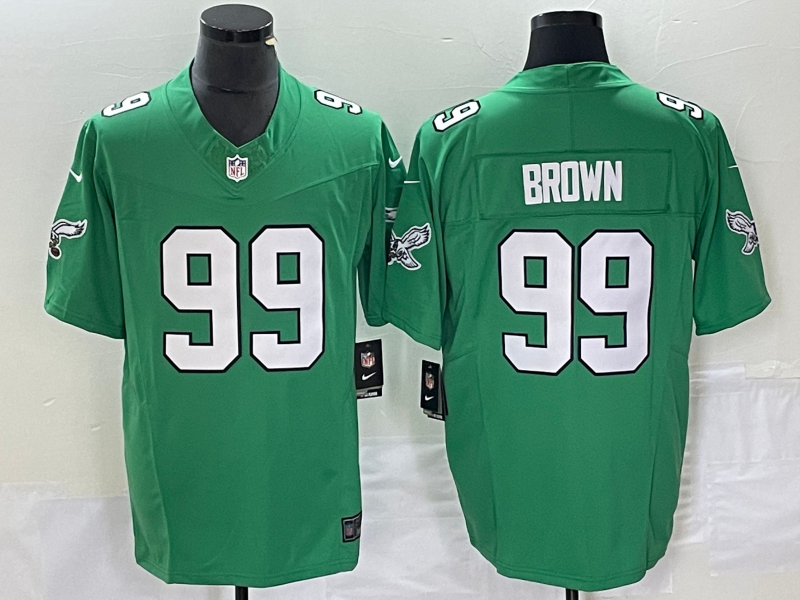 Mens Philadelphia Eagles #99 Jerome Brown Green 2023 FUSE Vapor Untouchable Stitched Football Jersey