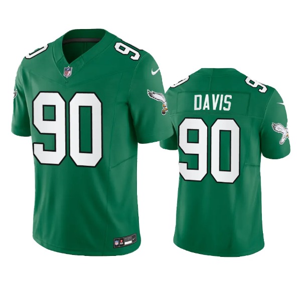 Mens Philadelphia Eagles #90 Jordan Davis Green 2023 FUSE Vapor Untouchable Stitched Football Jersey