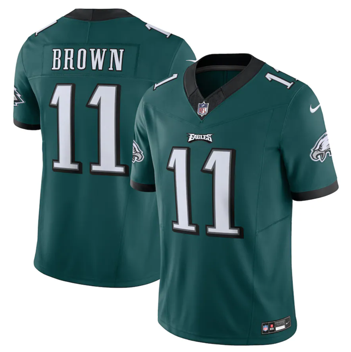 Mens Philadelphia Eagles #11 AJ Brown Green 2023 FUSE Vapor Untouchable Limited Stitched Football Jersey