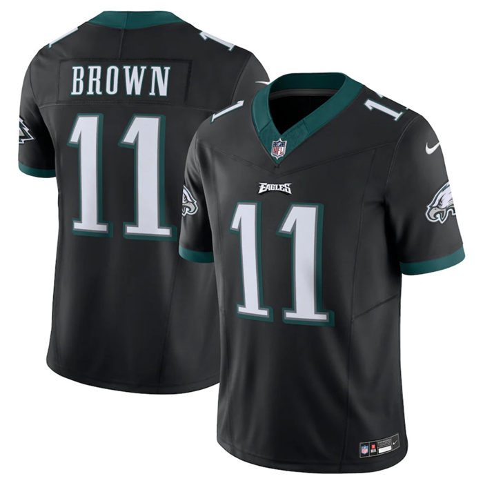 Mens Philadelphia Eagles #11 AJ Brown Black 2023 FUSE Vapor Untouchable Limited Stitched Football Jersey
