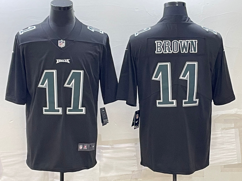 Mens Philadelphia Eagles #11 AJ Brown Black Green Vapor Untouchable Limited Stitched Jersey