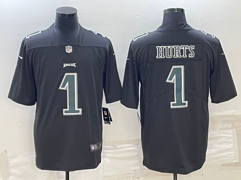 Mens Philadelphia Eagles #1 Jalen Hurts Black Green Vapor Untouchable Limited Stitched Jersey