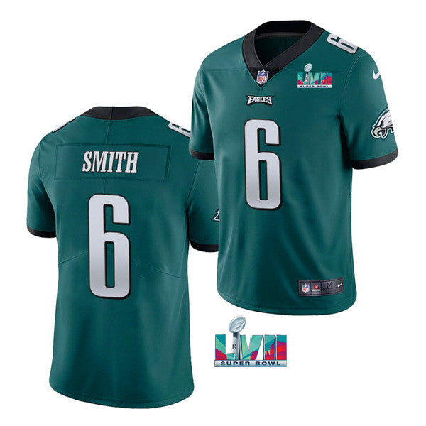 Mens Philadelphia Eagles #6 DeVonta Smith Green Super Bowl LVII Patch Vapor Untouchable Limited Stitched Jersey