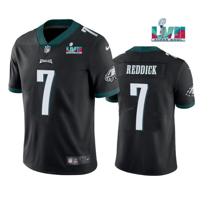 Mens Philadelphia Eagles #7 Haason Reddick Black Super Bowl LVII Patch Vapor Untouchable Limited Stitched Jersey