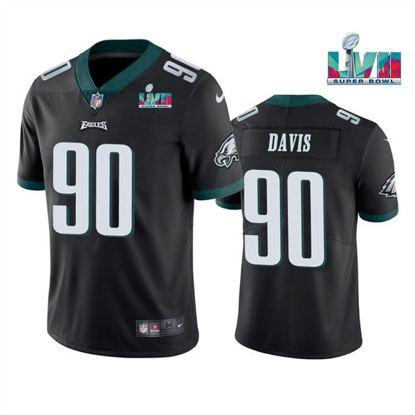 Mens Philadelphia Eagles #90 Jordan Davis Black Super Bowl LVII Vapor Untouchable Limited Stitched Jersey