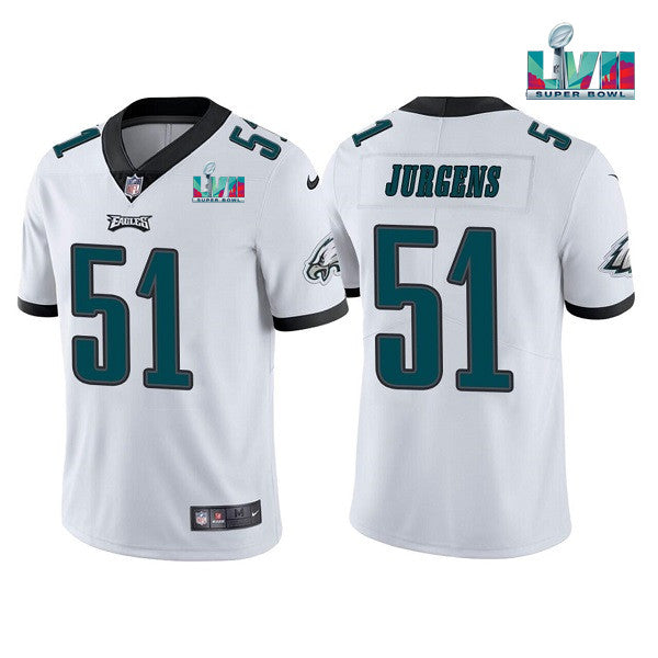 Mens Philadelphia Eagles #51 Cam Jurgens White Super Bowl LVII Vapor Untouchable Limited Stitched Jersey