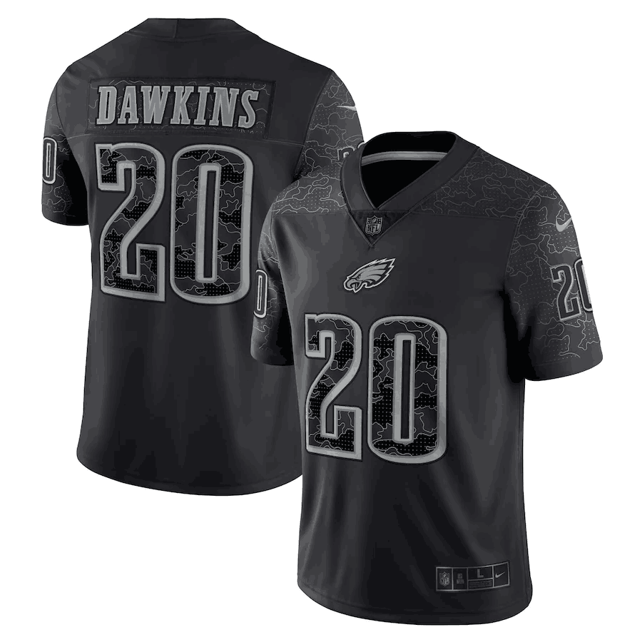 Mens Philadelphia Eagles #20 Brian Dawkins Black Reflective Limited Stitched Jersey