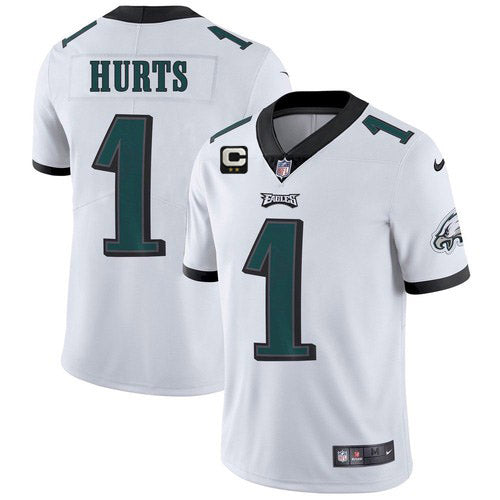 Mens Philadelphia Eagles #1 Jalen Hurts 2022 White With 2-star C Patch Vapor Untouchable Limited Stitched Jersey
