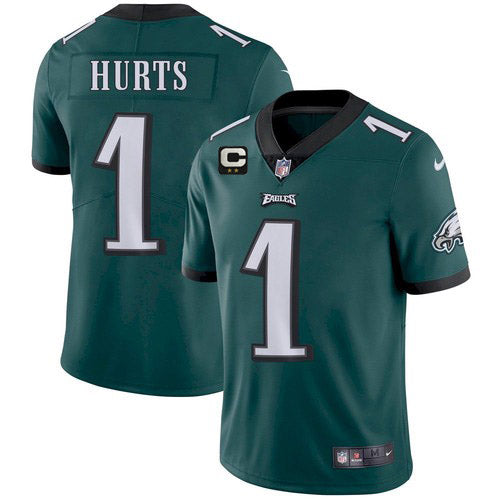 Mens Philadelphia Eagles #1 Jalen Hurts 2022 Green With 2-star C Patch Vapor Untouchable Limited Stitched Jersey