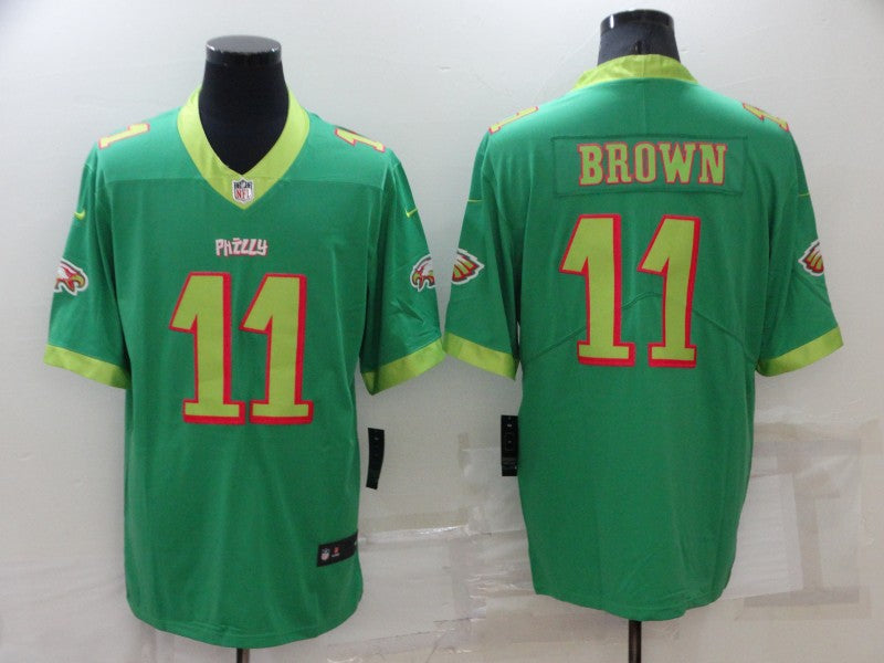 Mens Philadelphia Eagles #11 A J Brown Green City Edition Limited Stitched Jersey