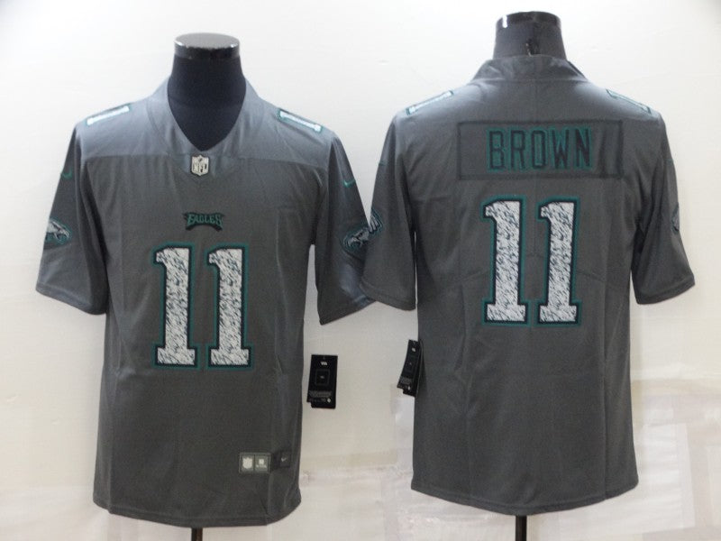Mens Philadelphia Eagles #11 A J Brown Gray Fashion Static Limited Stitched Jersey