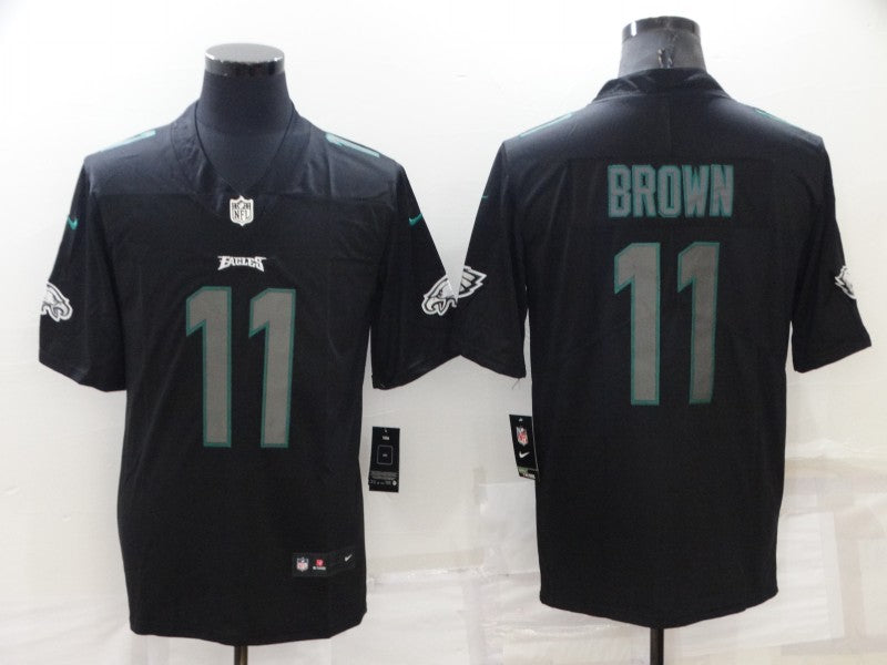 Mens Philadelphia Eagles #11 A J Brown Black Impact Limited Stitched Jersey