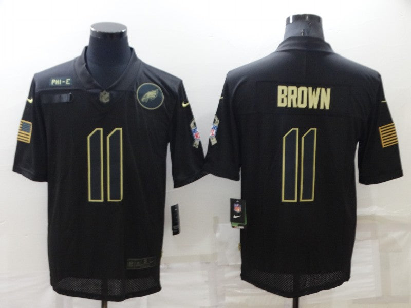 Mens Philadelphia Eagles #11 A J Brown Black Salute To Service Limited Stitched Jersey
